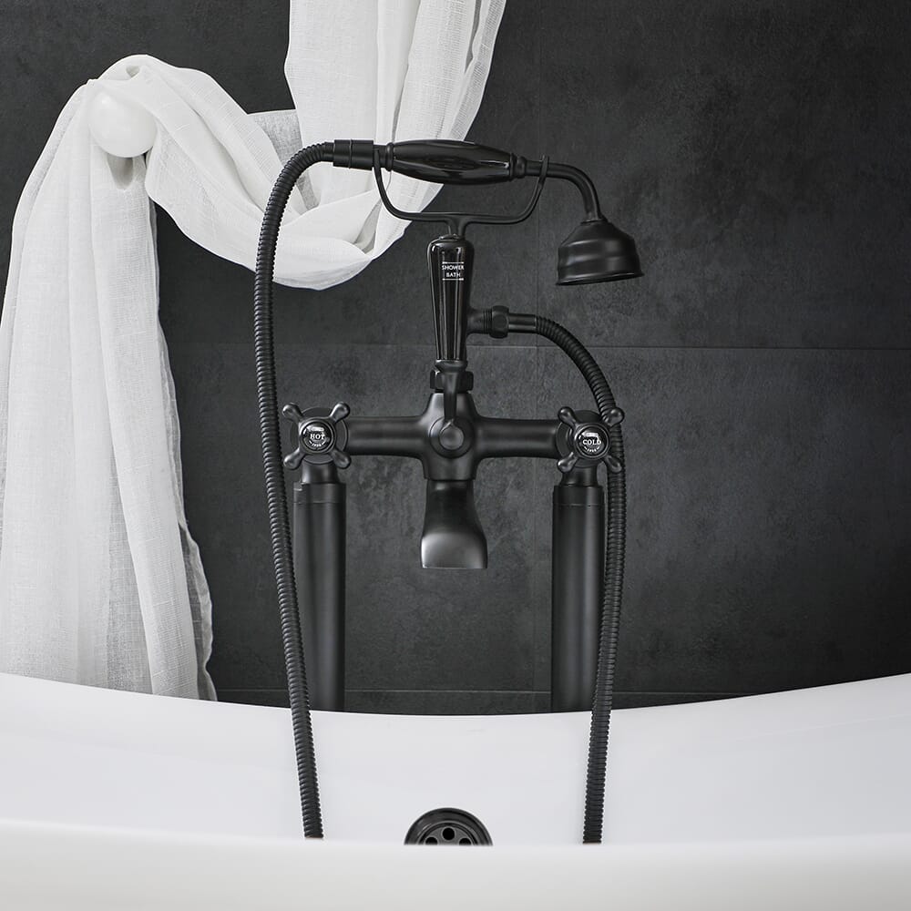 Gruppo Vasca a Terra con Maniglie a Croce - Nero - Elizabeth