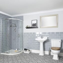 Set Bagno Tradizionale Completo di Box Doccia Angolare, Sanitario Monoblocco e Lavabo con Colonna - Richmond