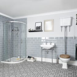 Set Bagno Tradizionale Completo di Bo x Doccia Angolare, Sanitario con Cassetta Alta e Lavabo con Consolle - Richmond
