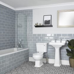 Set Bagno Tradizionale Completo di Vasca da Bagno, Sanitario WC e Lavabo su Colonna - Richmond