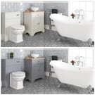 Set bagno Tradizionale con Vasca Freestanding, Mobile da 645mm con Lavabo da Appoggio e Sanitario WC - Thornton