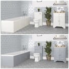 Set bagno Tradizionale con Vasca da Bagno, Mobile da 645mm con Lavabo da Appoggio e Sanitario WC - Thornton