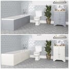 Set bagno Tradizionale con Vasca da Bagno, Mobile da 645mm con Lavabo da Appoggio e Sanitario WC a Scarico Orizzontale - Thornton