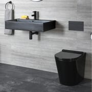 Set Bagno con Sanitario Filo Parete e Lavabo Sospeso Nero - Nox