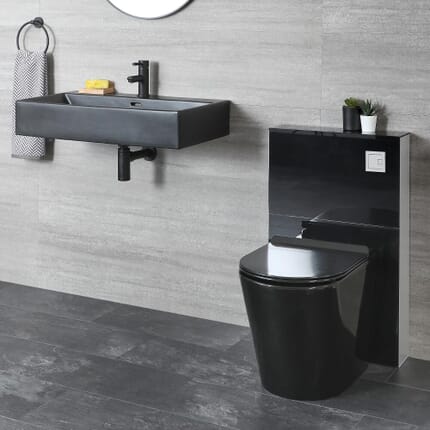 Kit per Sanitario Filo Parete e Lavabo Sospeso Nero - Nox