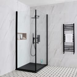 Box Doccia Angolare con Doppia Porta e Piatto Doccia Ardesia - Scelta di Dimensioni - Nox