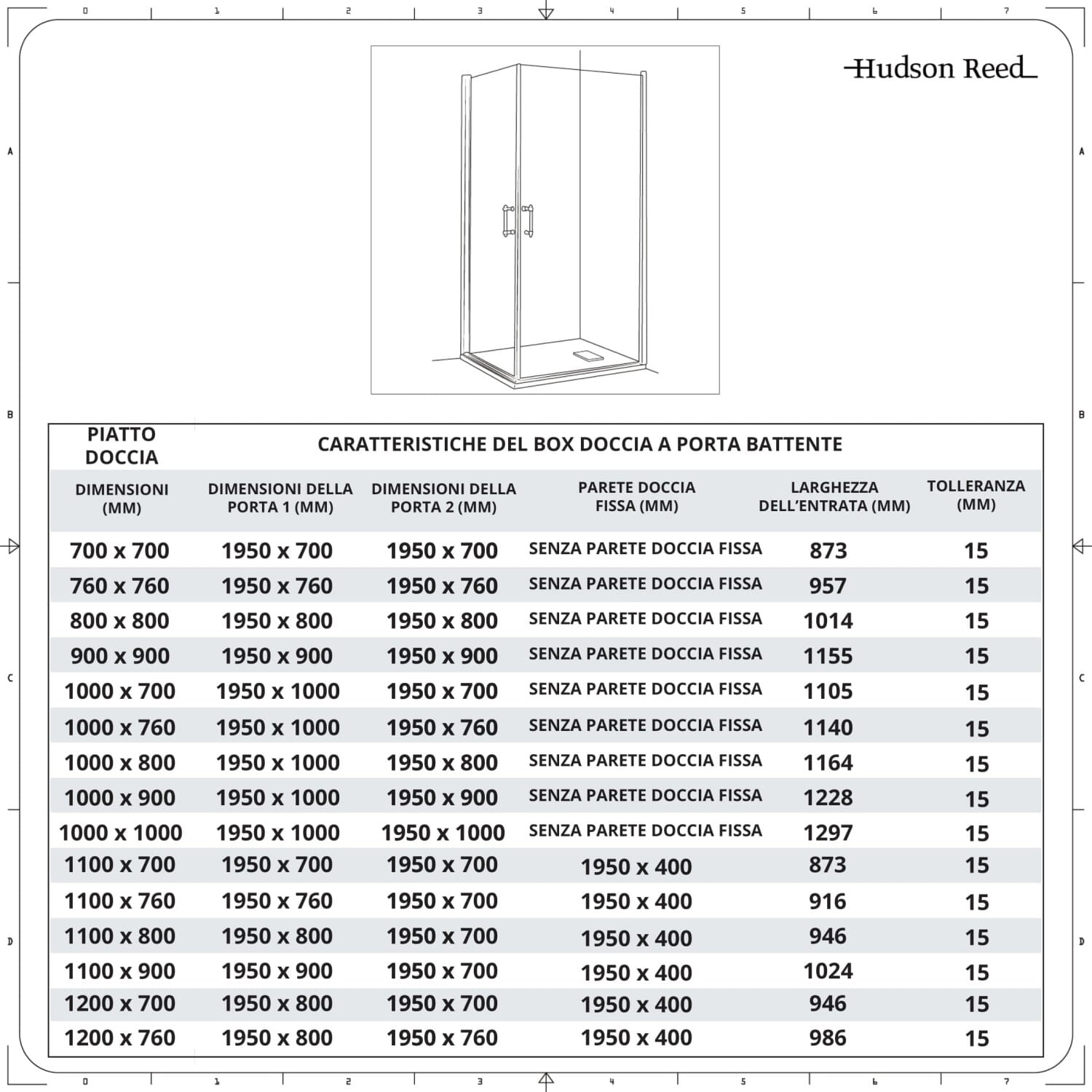 Box Doccia Angolare con Doppia Porta e Piatto Doccia - Scelta di Dimensioni - Portland