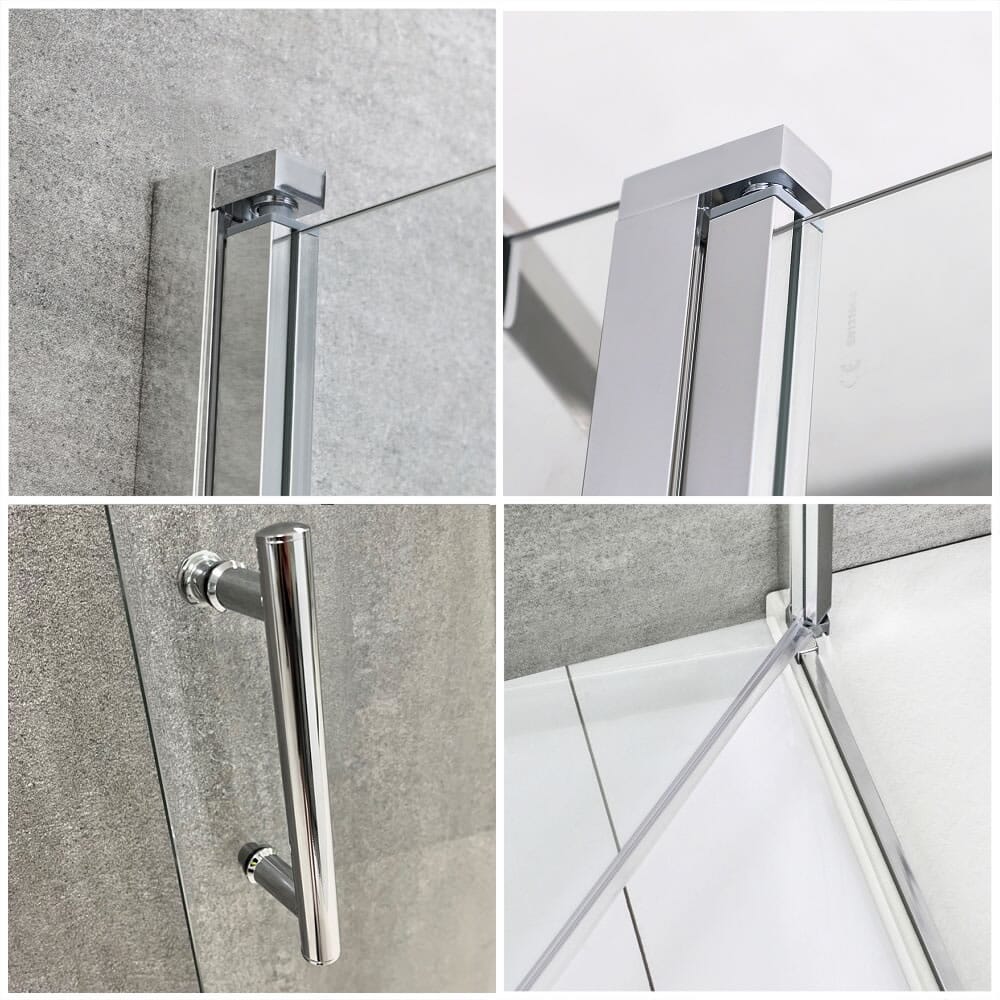 Porta Doccia Cromata per Nicchia con Piatto Doccia – Scelta di Dimensioni - Nox