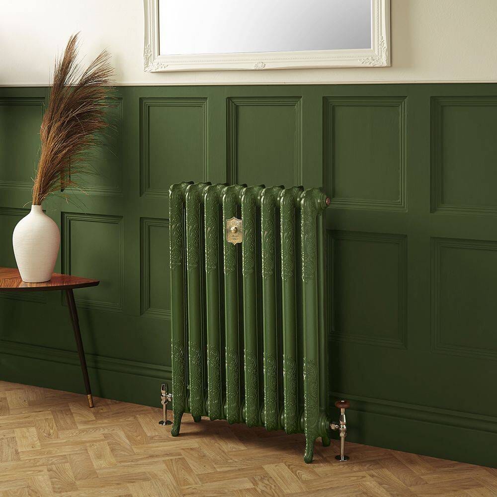 Radiatore Tradizionale in Ghisa a 2 Colonne - Alto 950mm - Finitura Verde Duck Green di Farrow & Ball - Charlotte