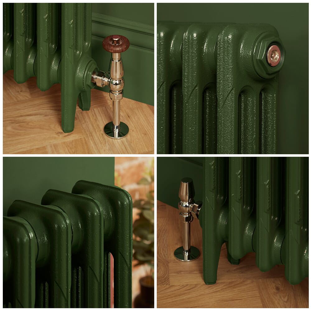 Radiatore Tradizionale in Ghisa a 3 Colonne - Alto 760mm - Finitura Verde Duck Green di Farrow & Ball - Mercury