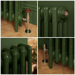 Radiatore Tradizionale in Ghisa a 3 Colonne - Alto 760mm - Finitura Verde Duck Green di Farrow & Ball - Mercury