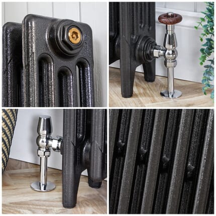 Radiatore in Ghisa a 4 Colonne - Altezza 560mm - Grafite Antica - Disponibilità di Diverse Dimensioni - Mercury