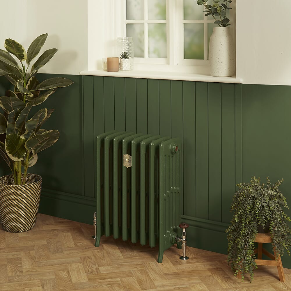 Radiatore Tradizionale in Ghisa a 6 Colonne - Alto 660mm - Finitura Verde Duck Green di Farrow & Ball - Isabel
