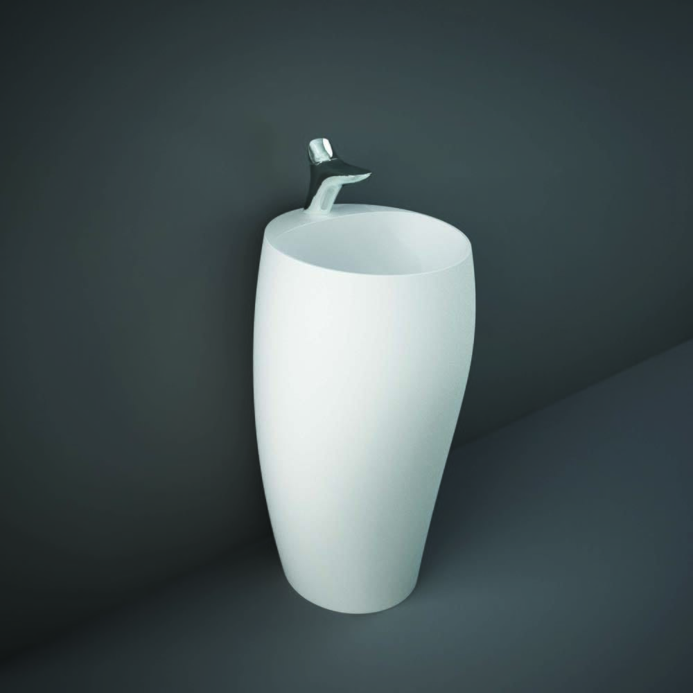 Lavabo Indipendente Moderno - Bianco Opaco - 490mm -(1 Foro per la Rubinetteria) - Hudson Reed x RAK Cloud