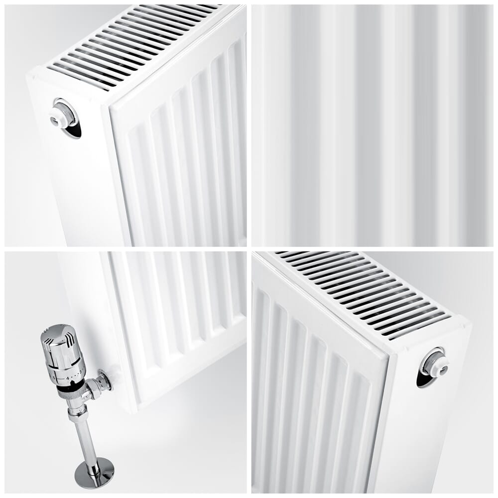 Radiatore a Piastra Orizzontale con Pannello Doppio - Tipo 22 - Bianco - Disponibile in Diverse Misure - Eco
