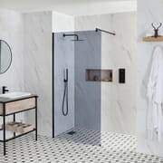 Parete Doccia Walk-In a Nicchia con Vetro Fumè e Canaletta (Opzionale) - Diverse Misure Disponibili – Nox-Luna