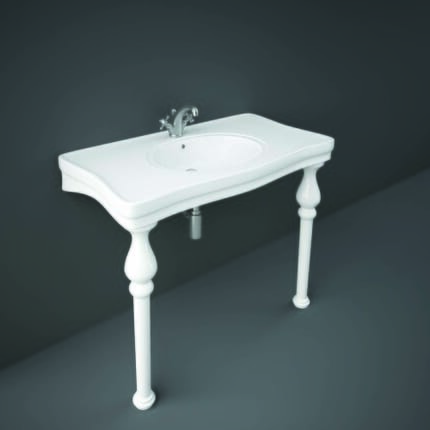 Lavabo Consolle Tradizionale - Bianco Lucido - 1082mm x 605mm - Scelta di Fori per Rubinetti - Hudson Reed x RAK Washington