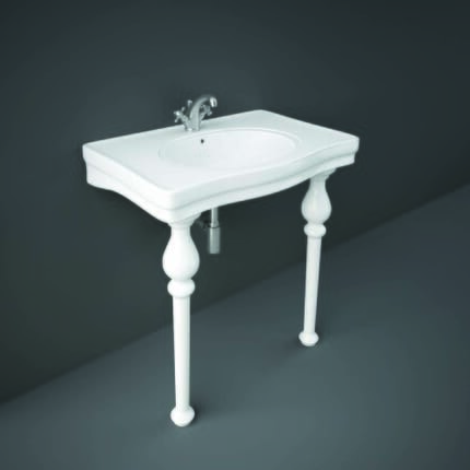 Lavabo Consolle Tradizionale - Bianco Lucido - 845mm x 575mm - Scelta di Fori per Rubinetti - Hudson Reed x RAK Washington