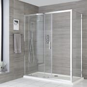 Box Doccia Angolare con Porta Scorrevole, Parete Laterale & Piatto Doccia - Portland