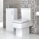 Sanitario WC Monoblocco e Mobile Bagno da Terra con Lavabo Snello Exton 400mm - Diverse Finiture Disponibili