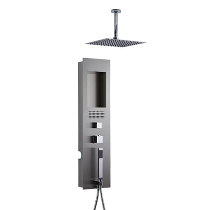 Pannello Doccia Idromassaggio Termostatico da Incasso Soffione Doccia Quadrato 200mm e Braccio Doccia a Soffitto - Lisse