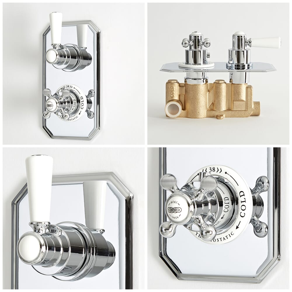 Miscelatore Termostatico Tradizionale con Asta Saliscendi - Cromato e Bianco - Elizabeth