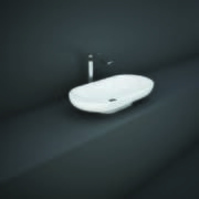 Lavabo da Appoggio Ovale Moderno - Bianco Lucido - 700mm x 350mm (Senza Fori per Rubinetteria) - Hudson Reed x RAK Des