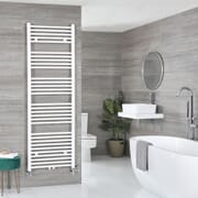 Scaldasalviette Misto Bianco Piatto - 1785mm x 600mm - incl. 1000 Watt Elemento Riscaldante, Raccordo a T e Valvole - Neva