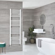 Scaldasalviette Misto Bianco Curvo - 1600mm x 500mm - incl. 800 Watt Elemento Riscaldante, Raccordo a T e Valvole -Ive