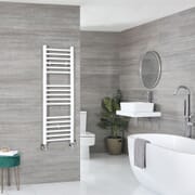 Scaldasalviette Misto Bianco Piatto - 1200mm x 400mm - incl. 400 Watt Elemento Elettrico Riscaldante, Raccordo a T e Valvole - Ive