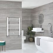 Scaldasalviette Misto Bianco Piatto - 800mm x 500mm - incl. 400 Watt Elemento Elettrico Riscaldante, Raccordo a T e Valvole - Ive