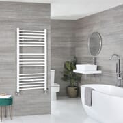 Scaldasalviette Misto Bianco Piatto - 1200mm x 600mm - incl. 600 Watt Elemento Elettrico Riscaldante, Raccordo a T e Valvole - Ive
