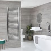 Scaldasalviette Misto Cromato Piatto - 1600mm x 600mm - incl. 600 Watt Elemento Elettrico Riscaldante, Raccordo a T e Valvole - Kent