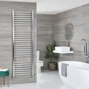 Scaldasalviette Misto Cromato Piatto - 1800mm x 600mm - incl. 1000 Watt Elemento Elettrico Riscaldante, Raccordo a T e Valvole - Kent