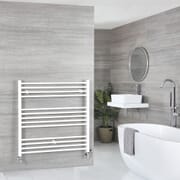 Scaldasalviette Misto Bianco Piatto - 1000mm x 1000mm - incl. 800 Watt Elemento Elettrico Riscaldante, Raccordo a T e Valvole - Ive