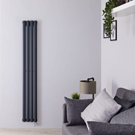 Radiatore Elettrico di Design Verticale - Antracite - 1600mm x 236mm (Pannello Singolo) - con Termostato Wi-Fi - Revive Slim - ECOSO by Hudson Reed