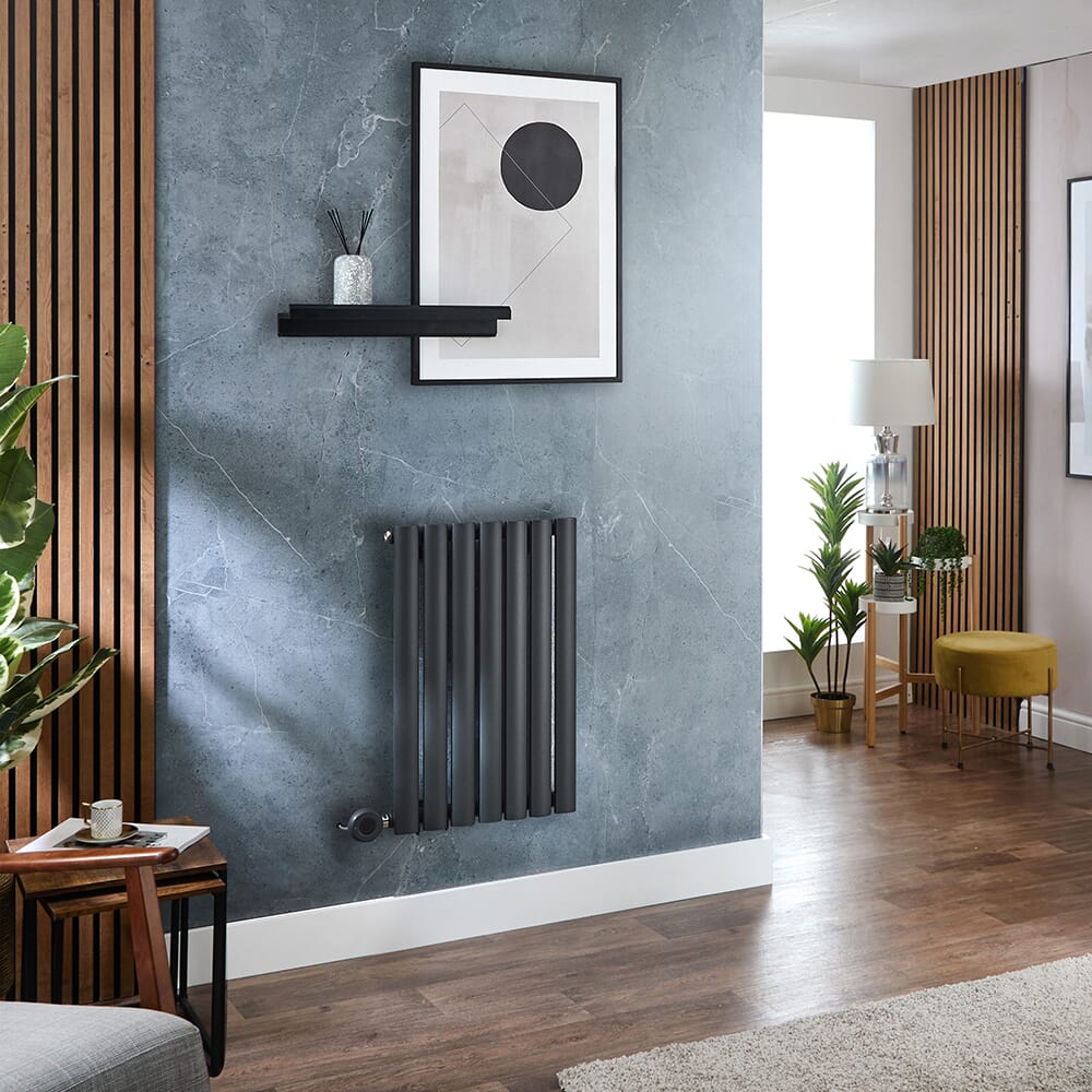 Radiatore Elettrico di Design Orizzontale - Antracite - 635mm x 413mm (Pannello Singolo) - con Elemento Elettrico Termostatico Wi-Fi - Revive - ECOSO by Hudson Reed
