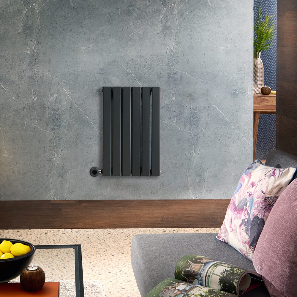 Radiatore Elettrico di Design Orizzontale Piatto - Antracite - 635mm x 420mm (Pannello Singolo) - con Elemento Elettrico Termostatico Wi-Fi - Delta - ECOSO by Hudson Reed