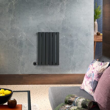 Radiatore Elettrico di Design Orizzontale Piatto - Antracite - 635mm x 420mm (Pannello Singolo) - con Elemento Elettrico Termostatico Wi-Fi - Delta - ECOSO by Hudson Reed
