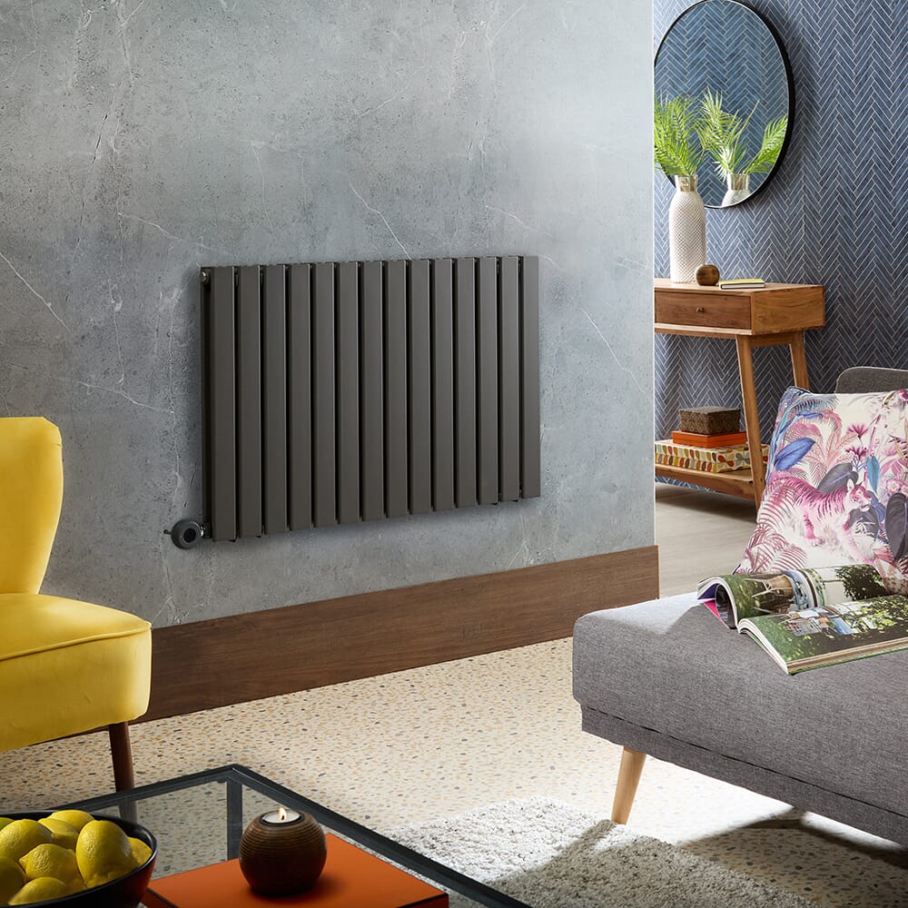 Radiatore Elettrico di Design Orizzontale - Antracite - 635mm di Altezza - Scelta di Dimensioni e Termostato Wi-Fi - Opzione con Presa Elettrica o Cablata - Delta - ECOSO by Hudson Reed