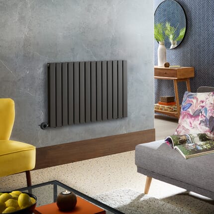 Radiatore Elettrico di Design Orizzontale - Antracite - 635mm di Altezza - Scelta di Dimensioni e Termostato Wi-Fi - Opzione con Presa Elettrica o Cablata - Delta - ECOSO by Hudson Reed