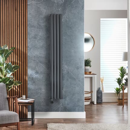 Radiatore Elettrico di Design Verticale - Antracite - Scelta di Dimensioni e Termostato Wi-Fi - Opzione con Presa Elettrica o Cablata - Revive Slim - ECOSO by Hudson Reed