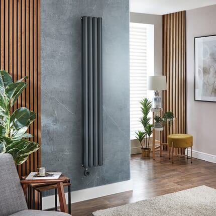 Radiatore Elettrico di Design Verticale - Antracite - Scelta di Dimensioni e Termostato Wi-Fi - Opzione con Presa Elettrica o Cablata - Revive Slim - ECOSO by Hudson Reed