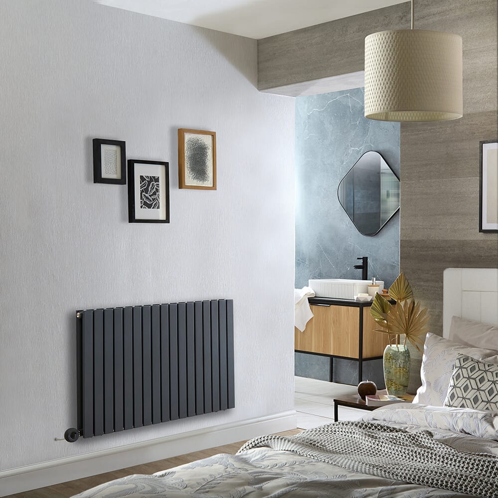 Radiatore Elettrico di Design Orizzontale - Antracite - Alto 635mm - Scelta di Dimensioni e Termostato Wi-Fi - Opzione con Presa Elettrica o Cablata - Sloane - ECOSO by Hudson Reed