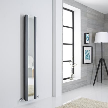 Radiatore di Design Verticale Antracite con Specchio Integrato - Sloane