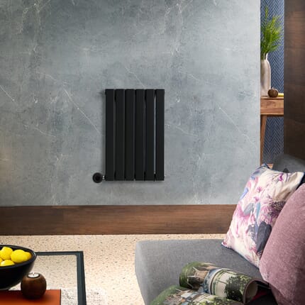 Radiatore Elettrico di Design Orizzontale Piatto - Nero - 635mm x 420mm (Pannello Singolo) - con Elemento Elettrico Termostatico Wi-Fi - Delta - ECOSO by Hudson Reed