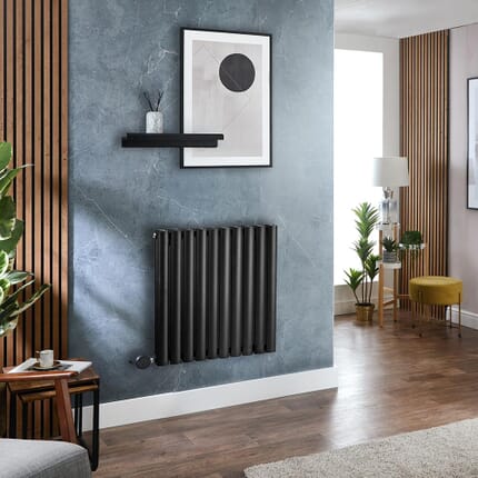 Radiatore Elettrico di Design Orizzontale - Nero - Scelta di Dimensioni e Termostato Wi-Fi - Opzioni a Presa Elettrica e Cablate - Revive - ECOSO by Hudson Reed