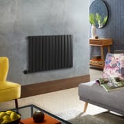 Radiatore Elettrico di Design Orizzontale - Nero - 635mm Alto - Scelta di Dimensioni e Termostato Wi-Fi - Opzioni con Presa Elettrica o Cablata - Delta - ECOSO by Hudson Reed