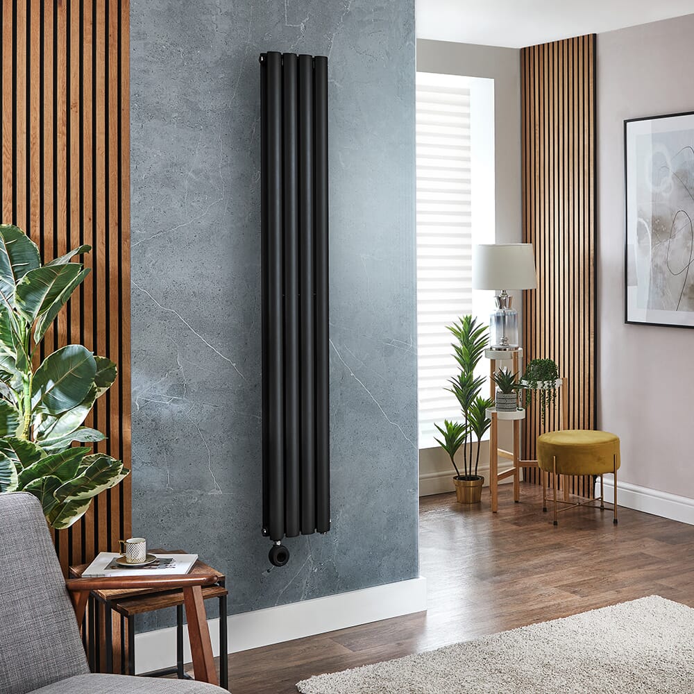 Radiatore Elettrico di Design Verticale - Nero - Scelta di Dimensioni e Termostato Wi-Fi - Opzione con Presa Elettrica o Cablata - Revive Slim - ECOSO by Hudson Reed