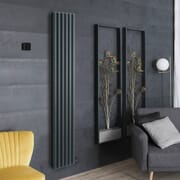 Termoarredo di Design Elettrico a Secco - Alluminio - (senza Fluido Conduttivo) 1784mm x 354mm (Panello Doppio) - Scelta di Termostato Wi-Fi - Antracite - Revive Ardus - ECOSO by Hudson Reed